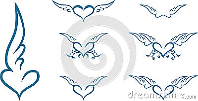 Heart with wings Vector Illustration