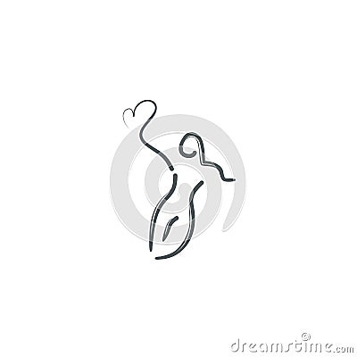 heart woman shape line illustration logo design icon figure Cartoon Illustration