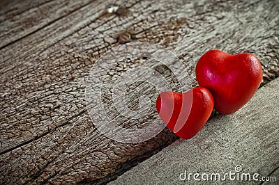 Heart on wood Stock Photo