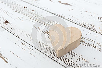 Heart wooden box on white wood Stock Photo