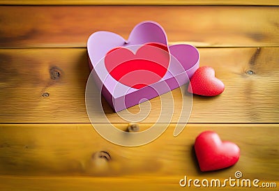 Heart on a wooden table. Valentines Day greeting card Stock Photo