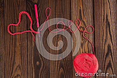 Heart and word love , the concept of Valentine's Day, wooden bac Stock Photo