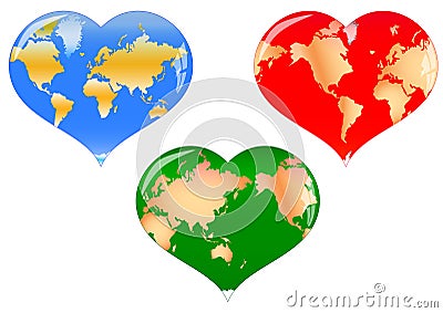 Heart world map Stock Photo