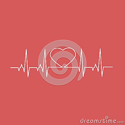 Heartbeat Cardio Heart Line. Vector illustration Vector Illustration