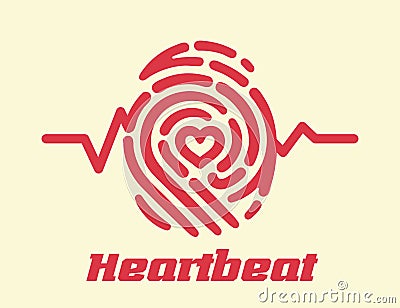 Heartbeat cardiogram fingerprint Vector Illustration