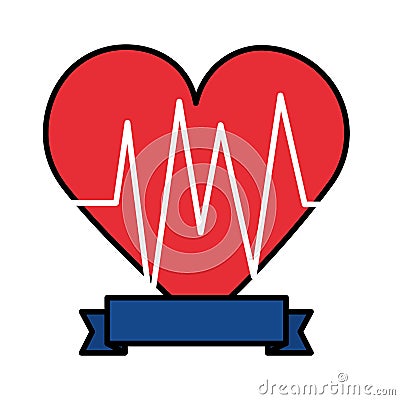 Heartbeat cardiology ribbon Vector Illustration