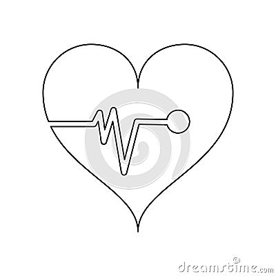 Heartbeat cardiology symbol black and white Vector Illustration