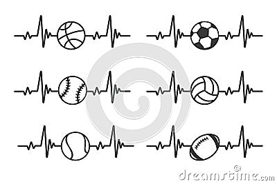 Heartbeat graph. Heart pounding when exercising Healthy sports concept Vector Illustration