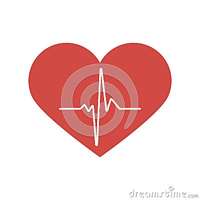 Heartbeat / heart beat pulse flat vector icon for medical apps and websites Vector Illustration