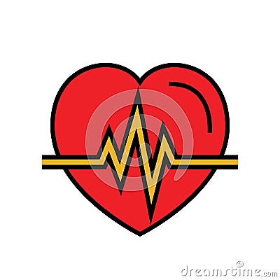 Heartbeat icon. automated external defibrillator symbol. simple graphic Stock Photo