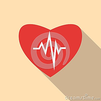 Heartbeat icon, flat style Vector Illustration
