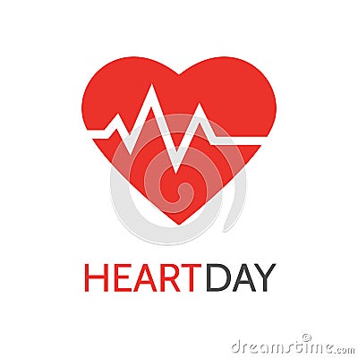 Heartbeat icon in flat style for medical apps and websites. Pulse symbol. Heart rhythm. World heart day card. Medical test. Health Vector Illustration