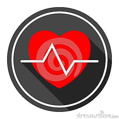 Heartbeat icon with long shadow Stock Photo