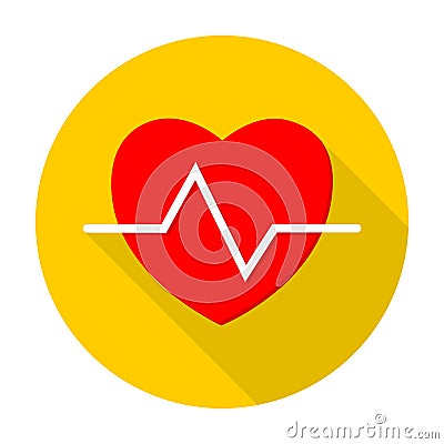 Heartbeat icon with long shadow Vector Illustration