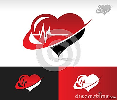 Swoosh Heartbeat Icon Vector Illustration