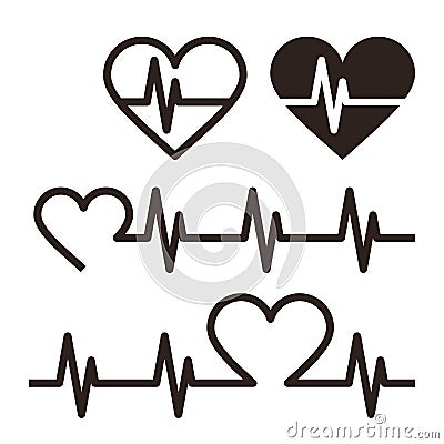 Heartbeat icons, Electrocardiogram Vector Illustration