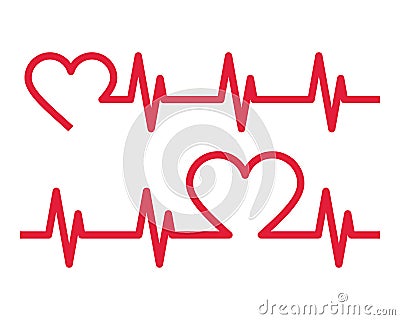 Heartbeat icons. Electrocardiogram Vector Illustration