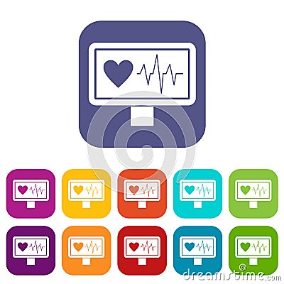 Heartbeat icons set Vector Illustration