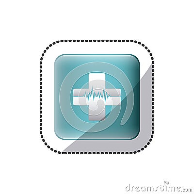 heartbeat inside cross icon Cartoon Illustration