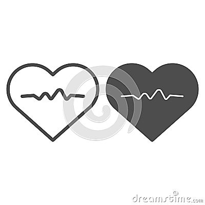 Heartbeat line and glyph icon. Cardiogram vector illustration isolated on white. Heart pulse outline style design Vector Illustration