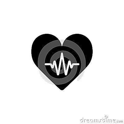 Heartbeat Line Heart Cardio. Heart outline vector icon. Vector Illustration