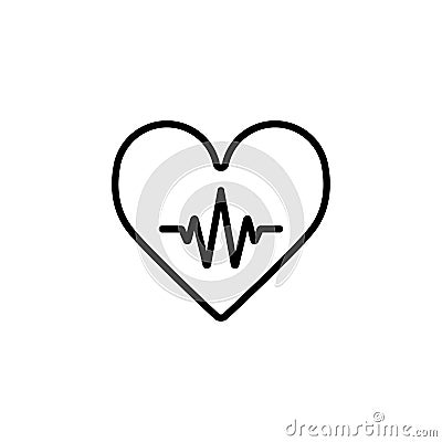 Heartbeat Line Heart Cardio. Heart outline vector icon. Vector Illustration