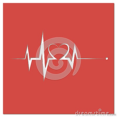 Heartbeat Line Heart Cardio Vector Illustration