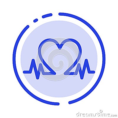 Heartbeat, Love, Heart, Wedding Blue Dotted Line Line Icon Vector Illustration
