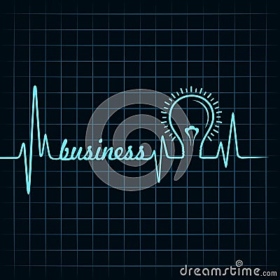 Heartbeat make business word and light-bulb Vector Illustration