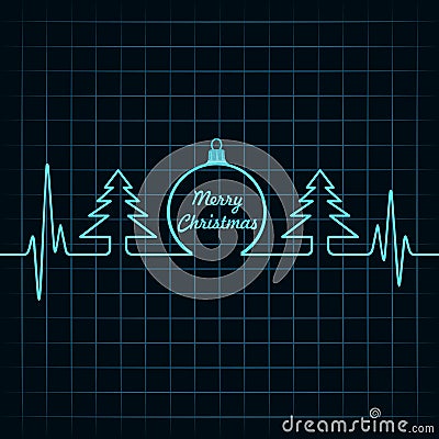 Heartbeat make Christmas symbols Vector Illustration