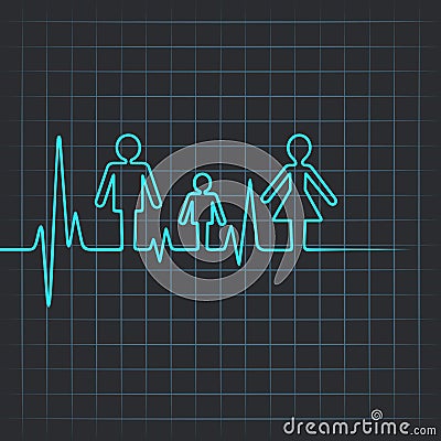 Heartbeat make family icon Vector Illustration