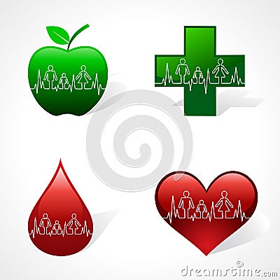 Heartbeat make family icon inside different medica Vector Illustration