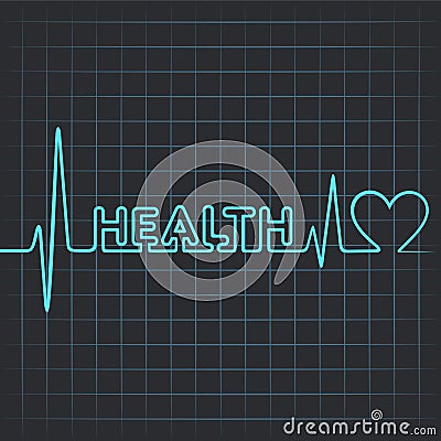 Heartbeat make health word and heart Vector Illustration