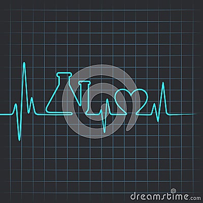 Heartbeat make testtube and heart symbol Vector Illustration