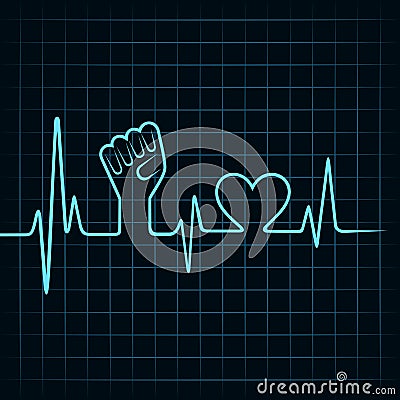 Heartbeat make unity hand and heart Vector Illustration