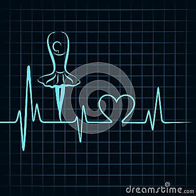 Heartbeat make a yoga girl and heart symbol Vector Illustration