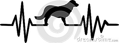 Dog heartbeat line with golden retriever Vector Illustration