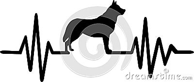 Dog heartbeat line with husky Vector Illustration