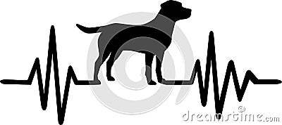 Dog heartbeat line with labrador Vector Illustration