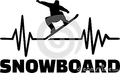 Snowboard heartbeat pulse Vector Illustration