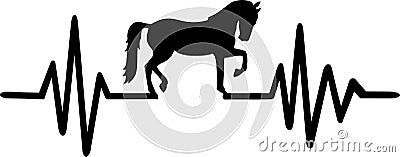 Horse heartbeat line with trotting horse Vector Illustration