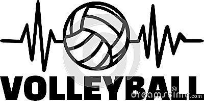 Volleyball player heartbeat line Vector Illustration