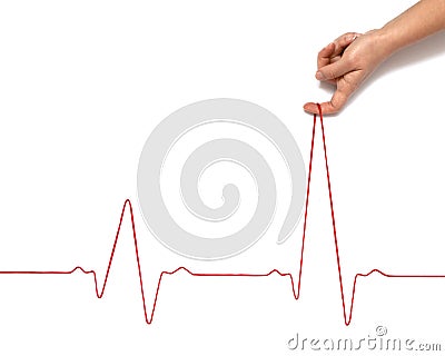 Heartbeat rhythm graph on a white background. Electric cardiogram. Stock Photo