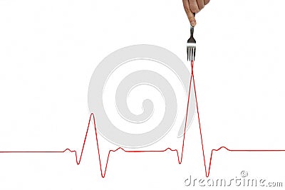 Heartbeat rhythm graph on a white background. Electric cardiogram. High cardio pressure caused by cholesterol Stock Photo