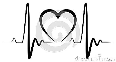 Heartbeat Shape Illustration black Vector Illustration