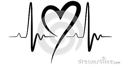 Heartbeat Shape Illustration black Vector Illustration