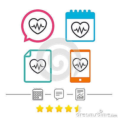 Heartbeat sign icon. Cardiogram symbol. Vector Illustration