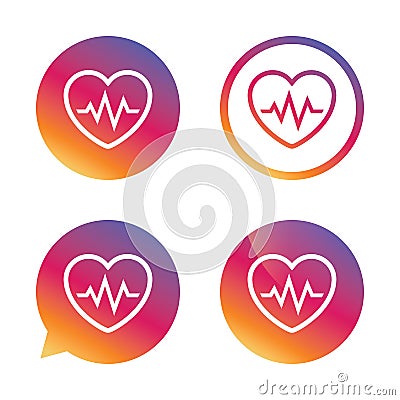 Heartbeat sign icon. Cardiogram symbol. Vector Illustration