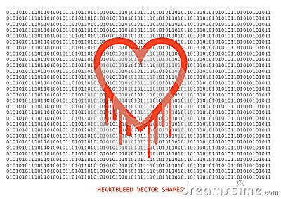 Heartbleed openssl bug vector shape, bleeding heart with wall of Vector Illustration