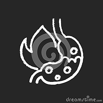 Heartburn chalk white icon on black background Vector Illustration